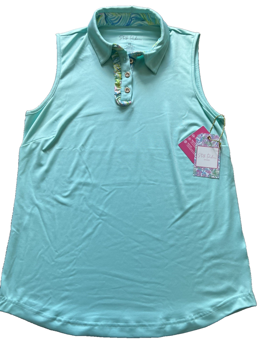 Women's Sleeveless Golf Polo Shirt Gold Buttons UPF 50 Stella Parker XS
